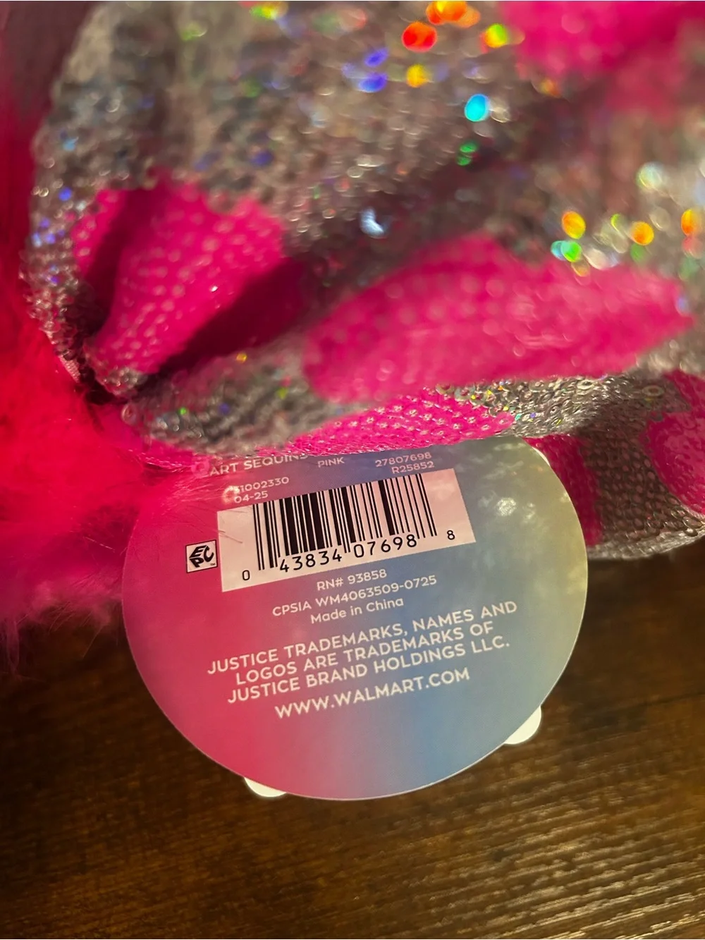 Justice Girls Pink Sequin Heart Winter Beanie Hat and Gloves Set NWT